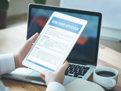 Person filling Open Work Permit Application